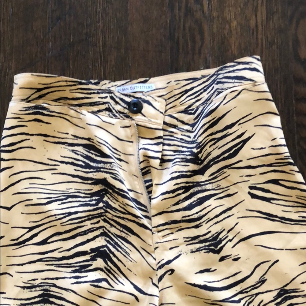 Silky animal print pants.